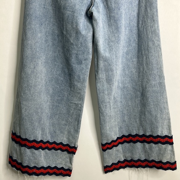 Cider wide leg 11.5โ rise embroidered distressed jeans - Picture 6 of 8